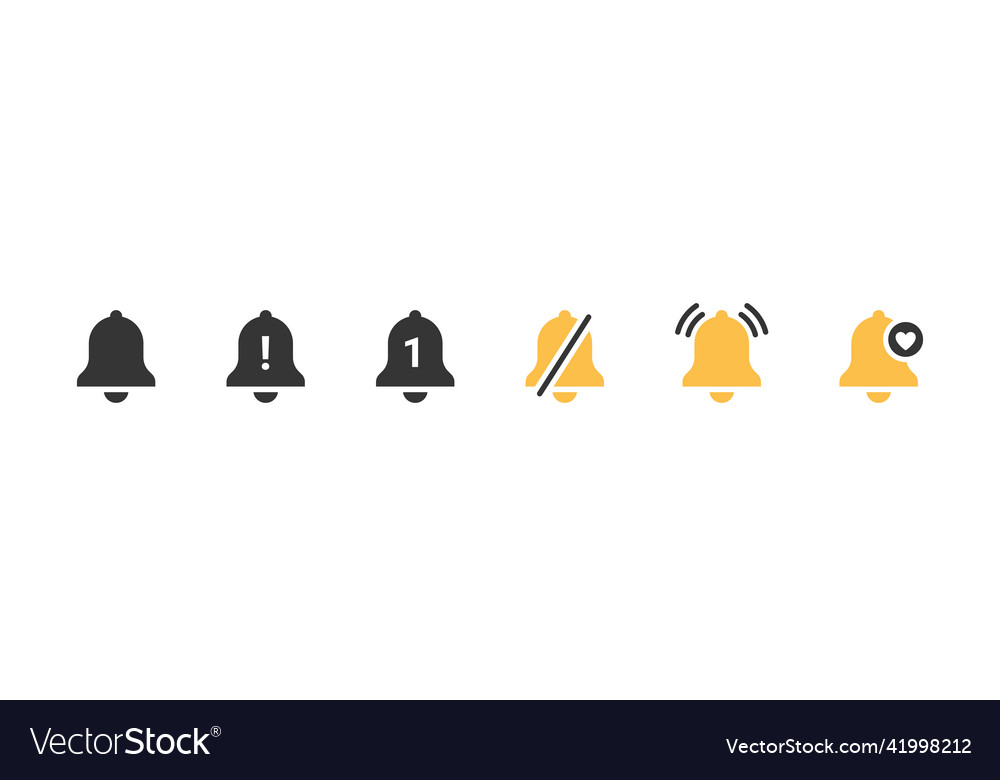 Notification bell icons incoming inbox message vector image Notification bell icons incoming inbox message