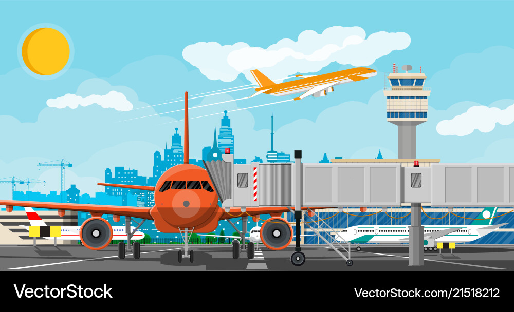 Plane before takeoff Royalty Free Vector Image