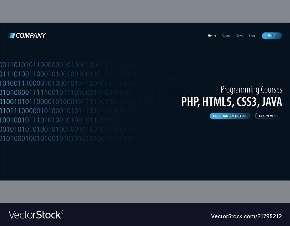 Programming courses website or mobile app landing vector image Programming courses website or mobile app landing