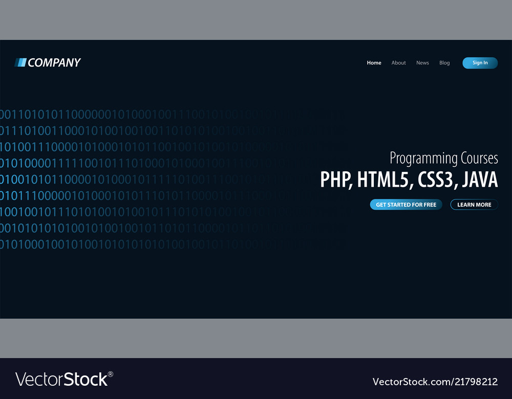 Programming courses website or mobile app landing