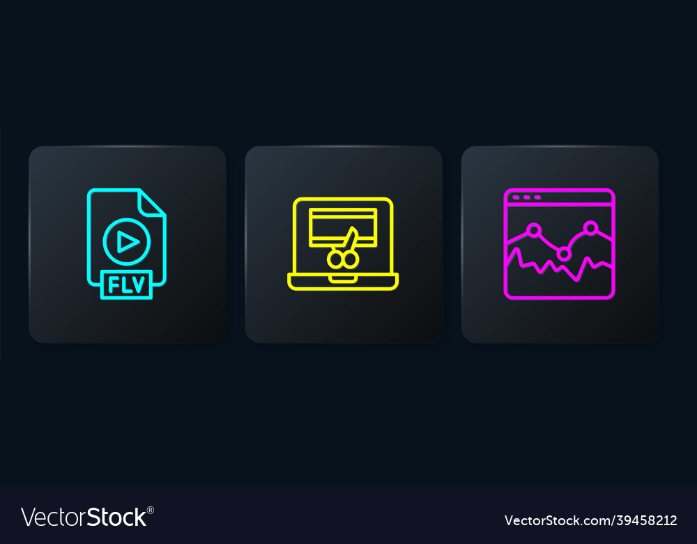 Set line flv file document music wave equalizer vector image Set line flv file document music wave equalizer
