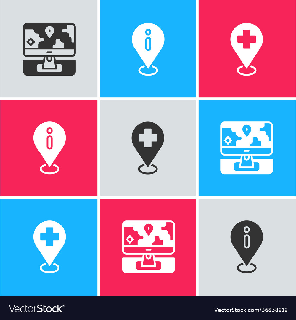 Set monitor with location marker vector image Set monitor with location marker