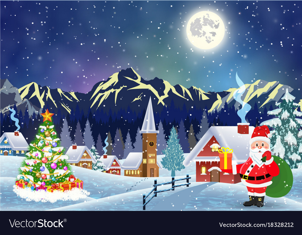 Schneefeste Weihnachtsnacht Landschaft
