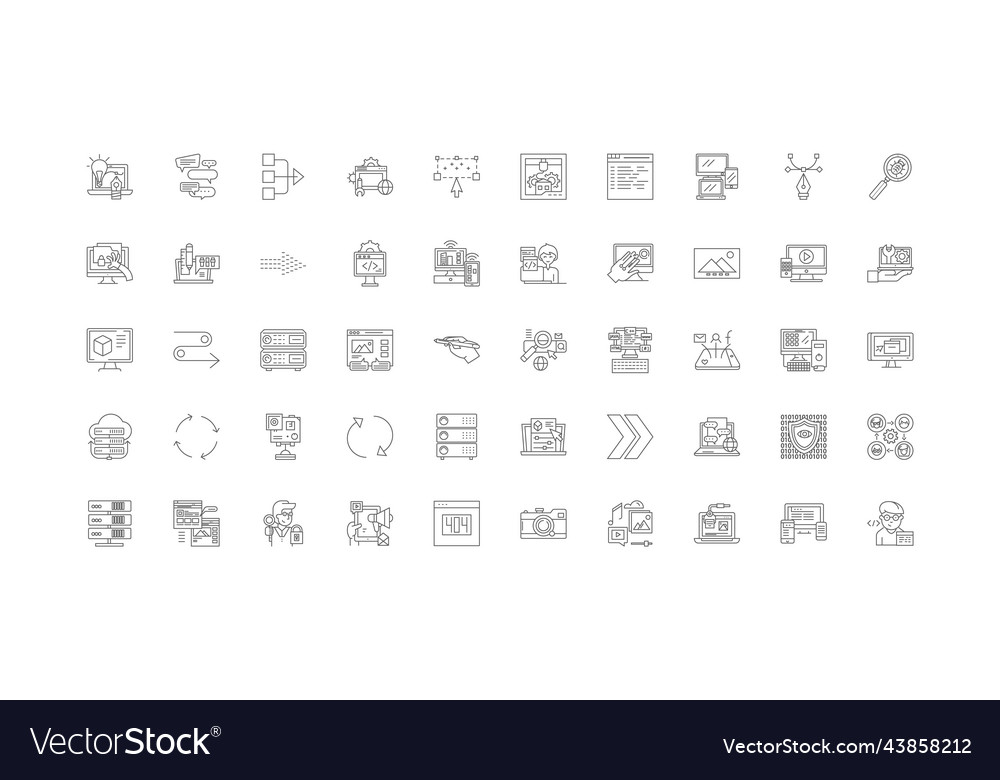 Website concept linear icons line vector image Website concept linear icons line