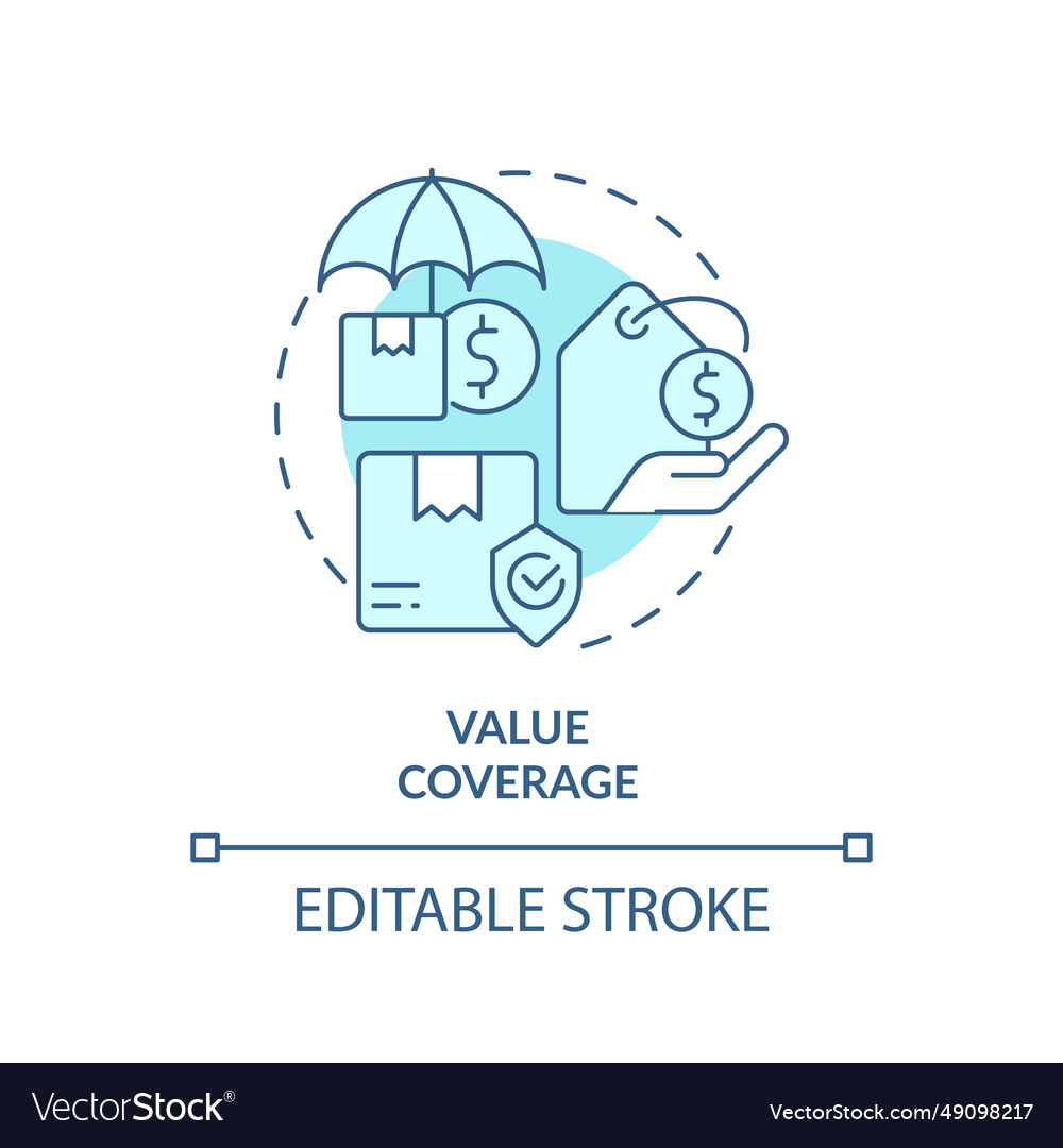 2d simple thin linear blue value coverage icon vector image 2d simple thin linear blue value coverage icon