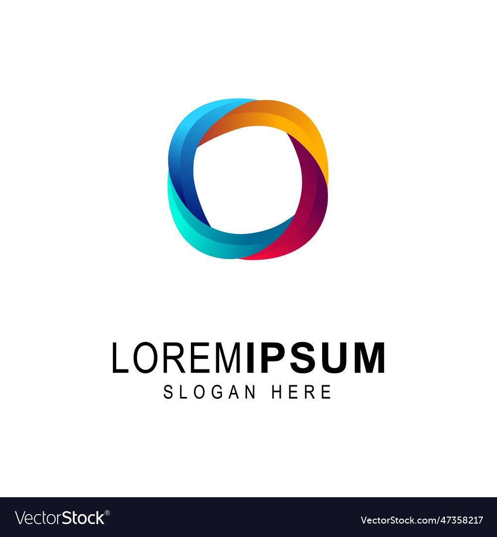 Abstract gradient logo design rounded box shape Vector Image