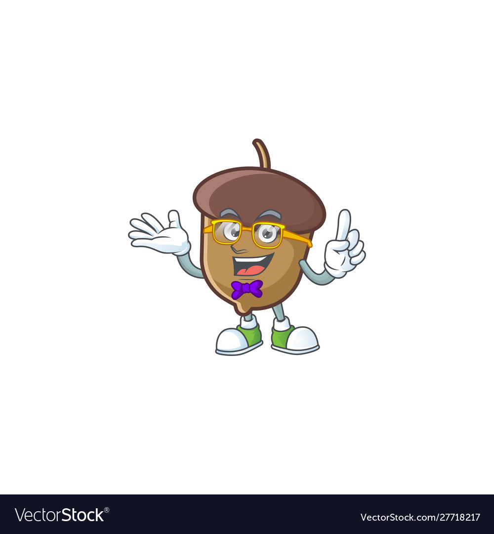 Acorn mascot with geek on white background