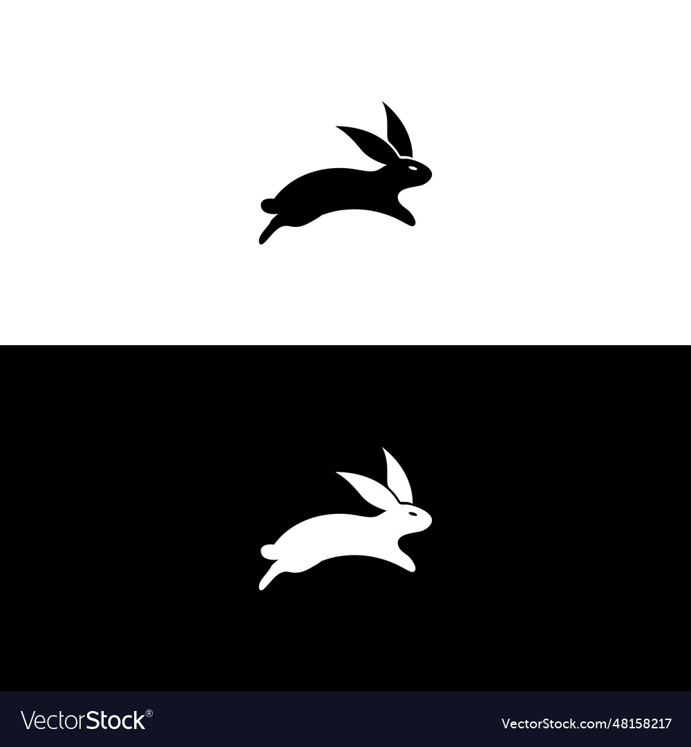 Black side silhouette of a rabbit isolated