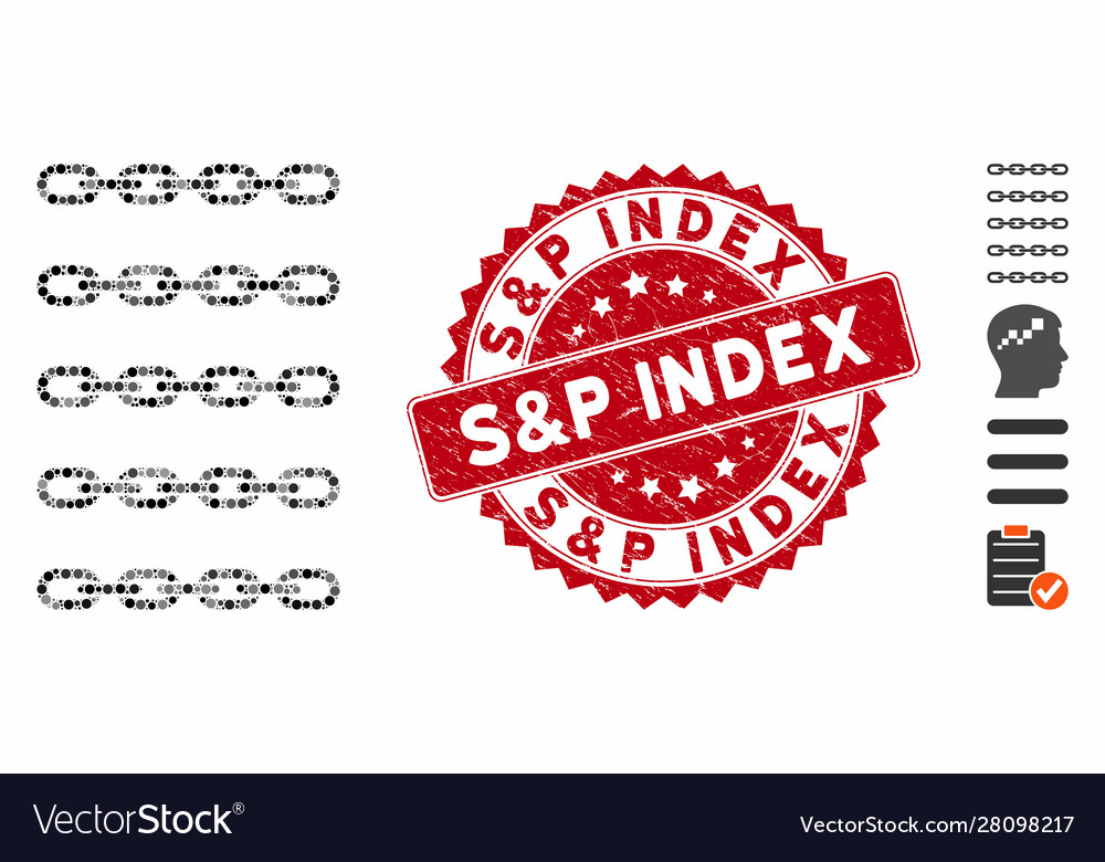 Collage blockchain list icon with grunge sp index