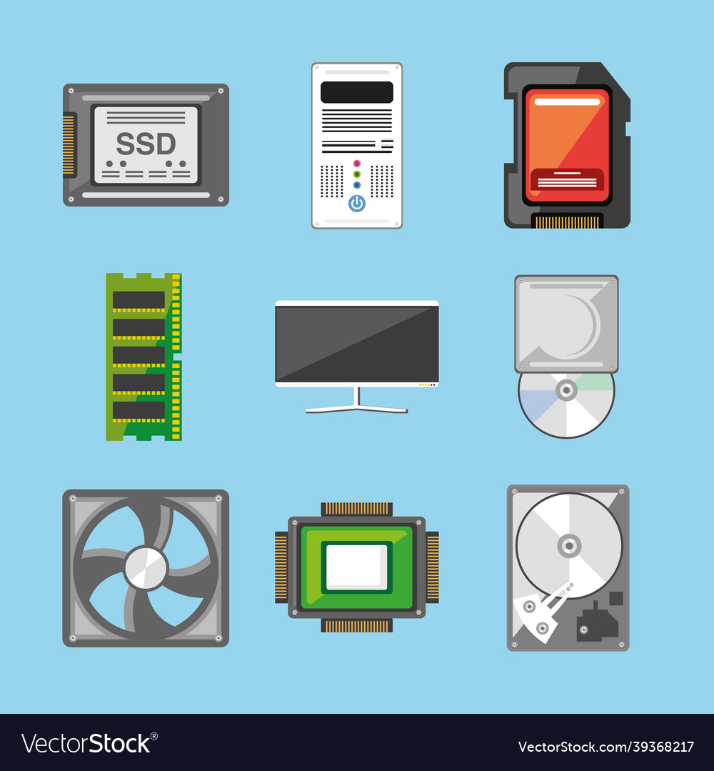 Computer hardware icon set