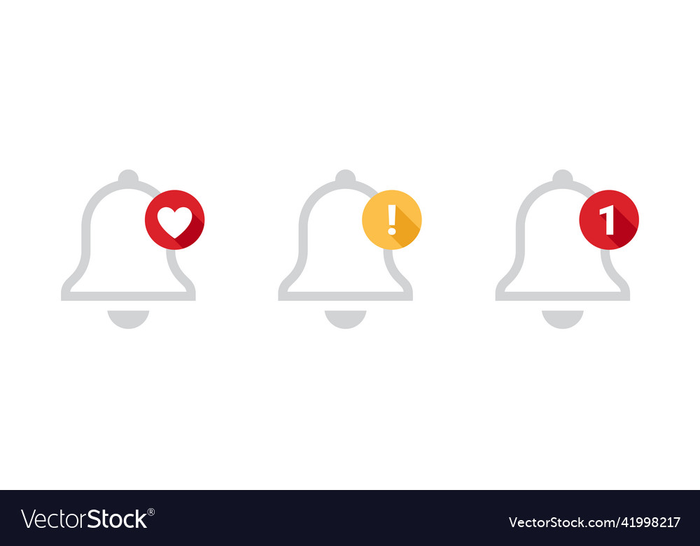 Conceptual notification bell icons incoming inbox vector image Conceptual notification bell icons incoming inbox