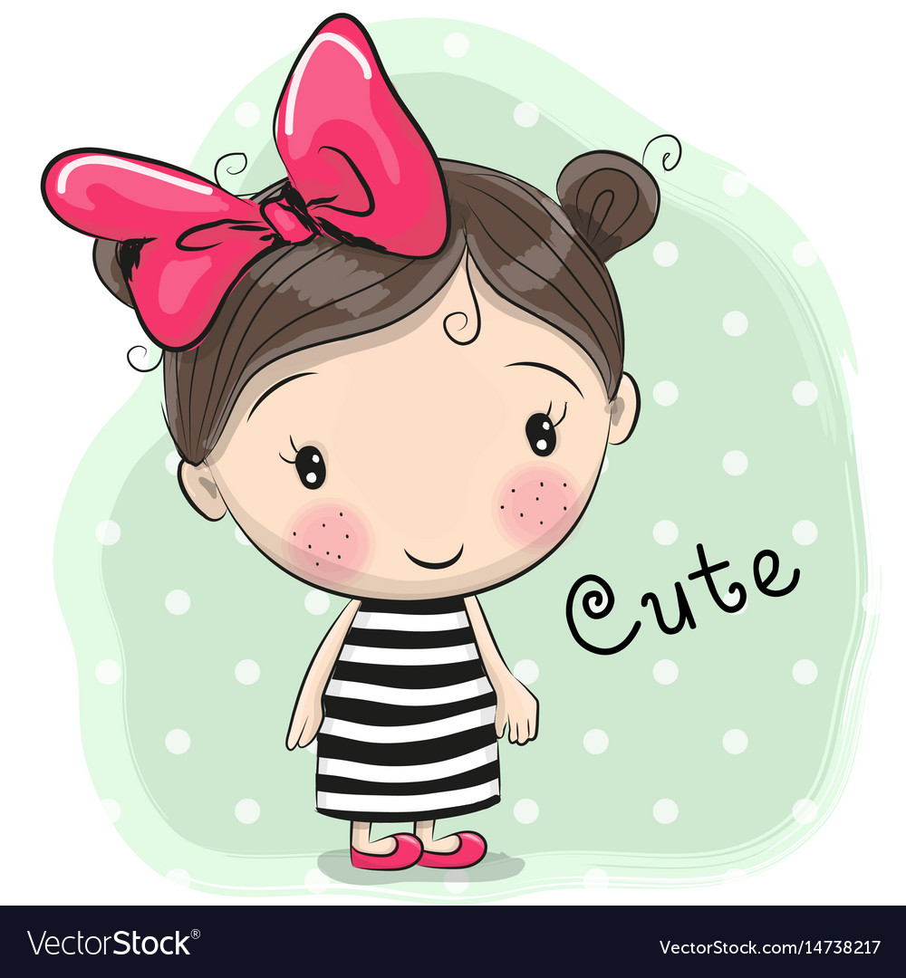 Cute Cartoon Girl Royalty Free Vector Image Vectorstock 