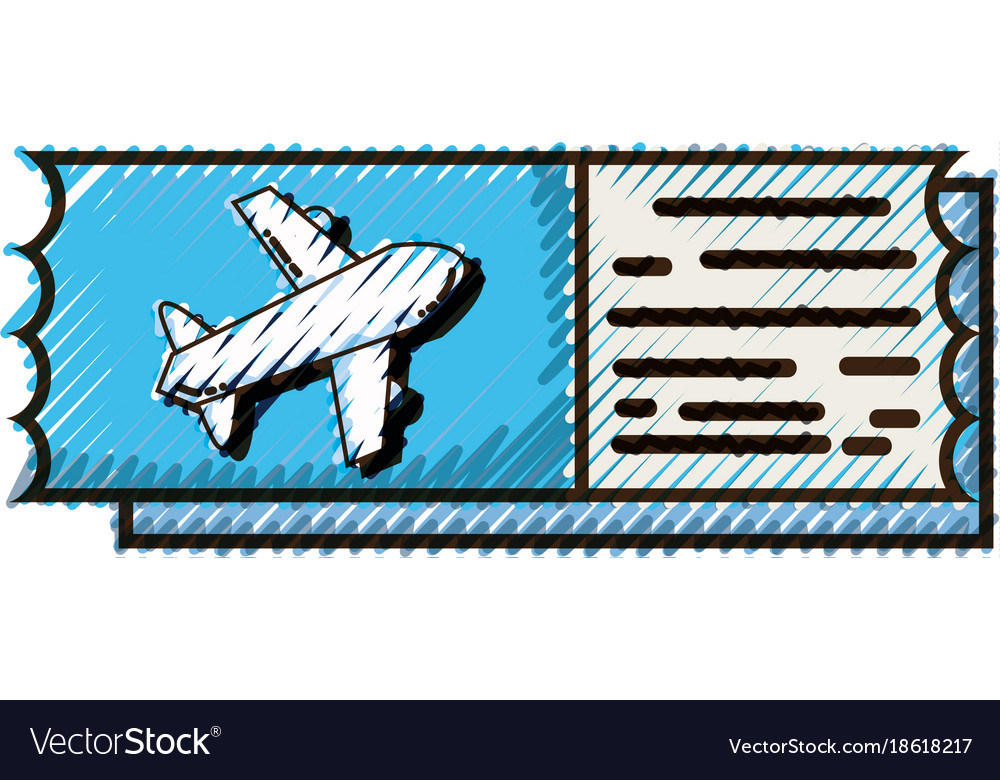 Doodle airplane ticket document to vacation travel