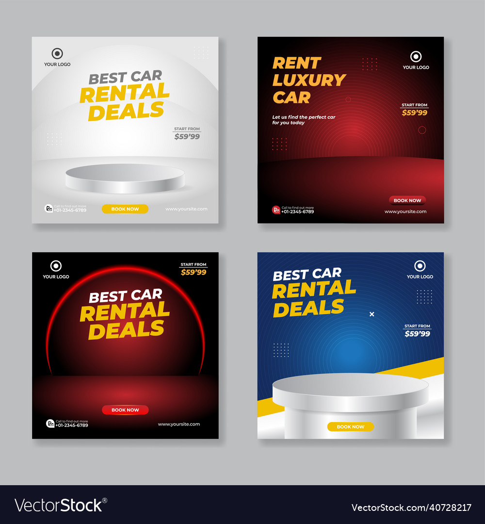 Rent a car banner for social media post template