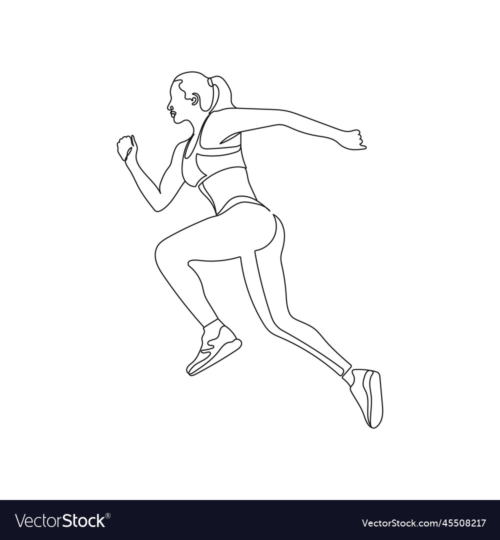 Running athlete woman one line drawing Royalty Free Vector