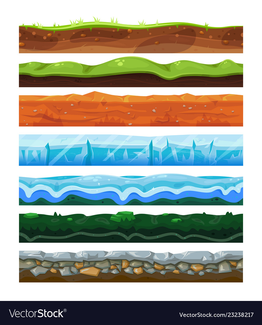 Seamless land horizontal layers set geology vector image Seamless land horizontal layers set geology