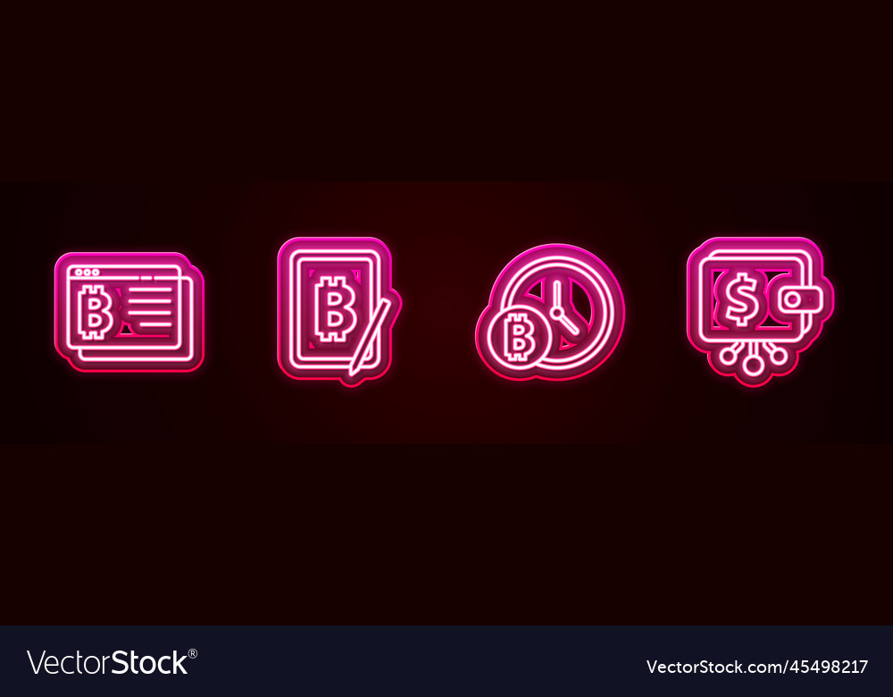 Set line bitcoin in browser mining from vector image Set line bitcoin in browser mining from