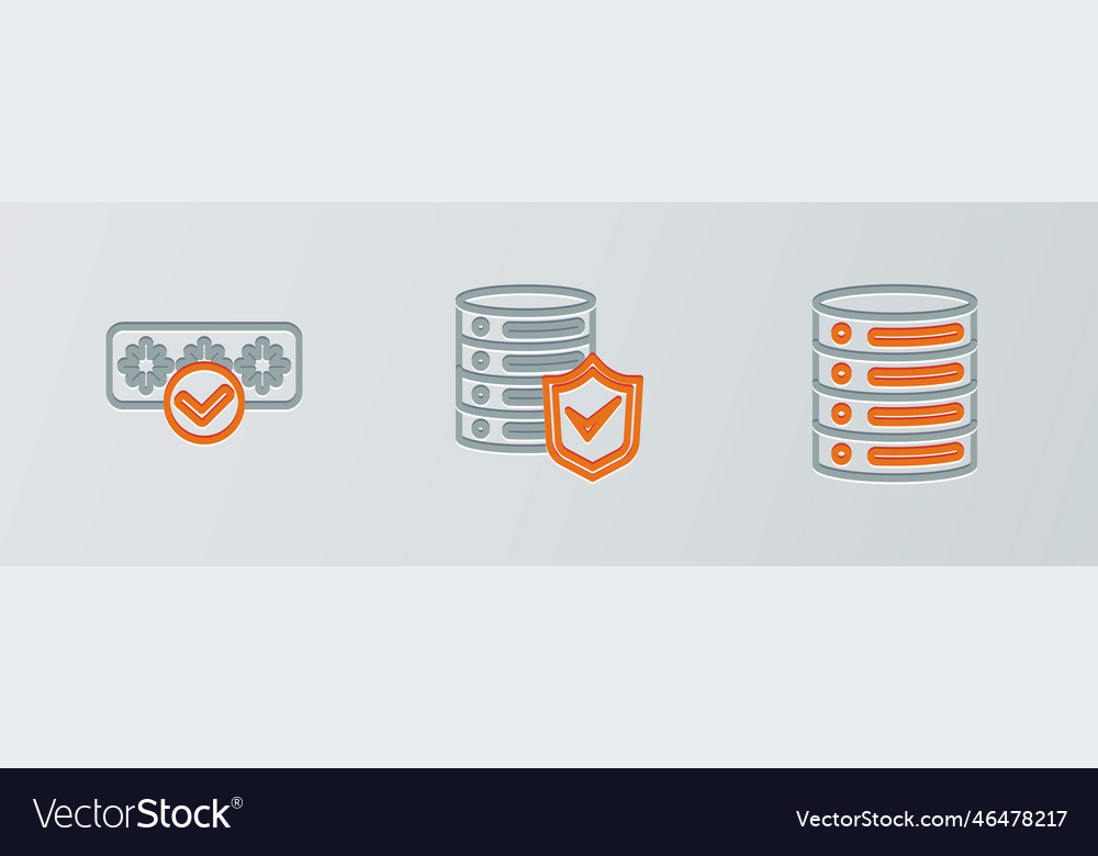 Set line server data web hosting password vector image Set line server data web hosting password