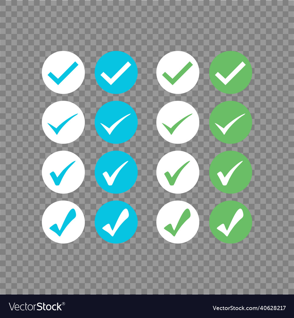Set of check mark buttons