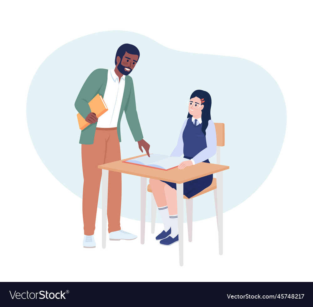 Support learner at school 2d isolated Royalty Free Vector