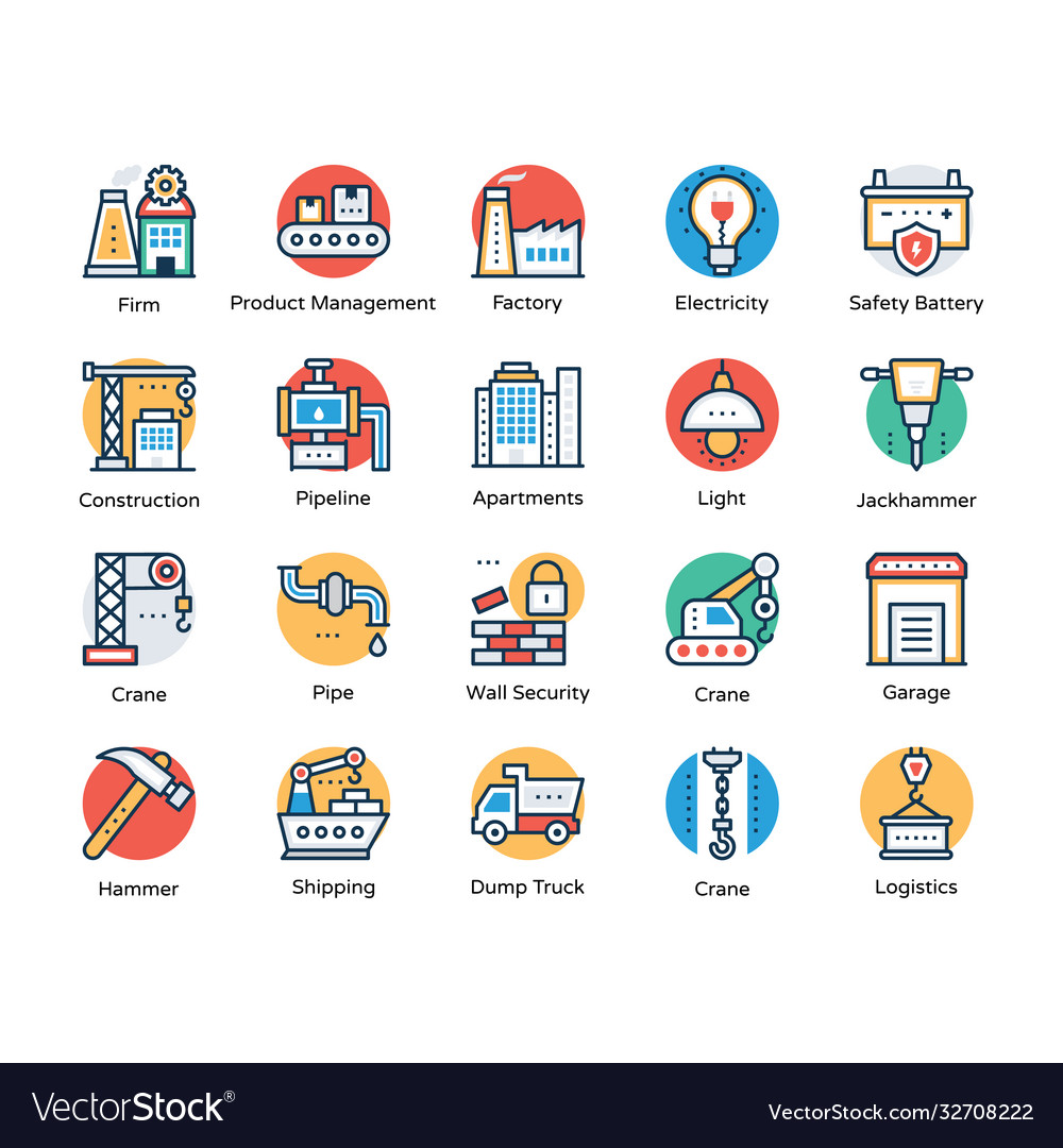 A pack industrial and construction icons