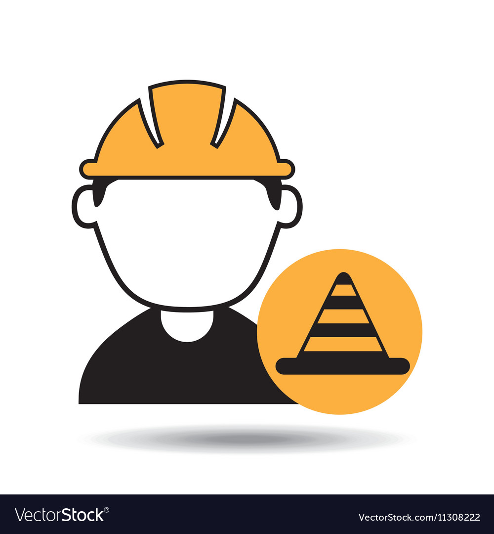 Avatar man construction worker with cone warning Vector Image