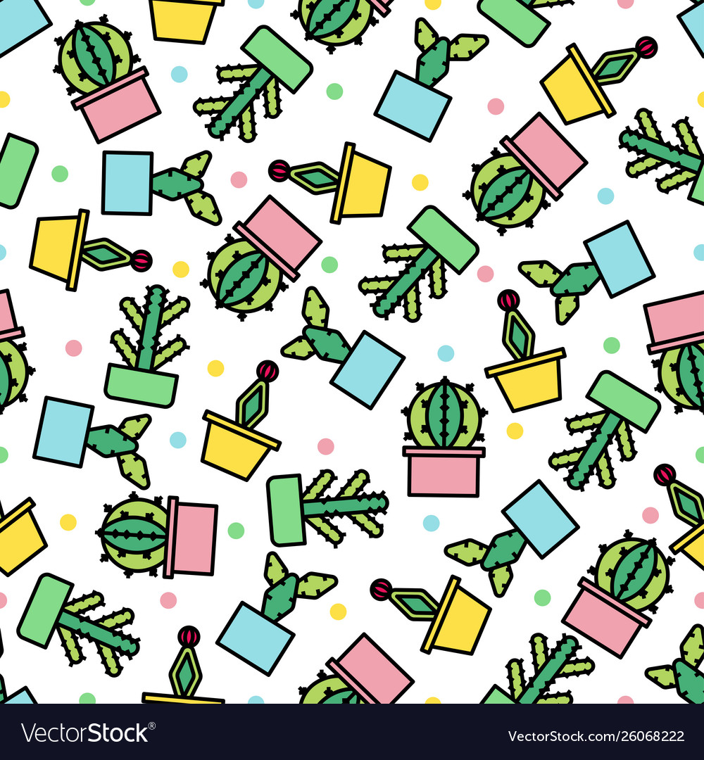 Cute Cactus Seamless Pattern