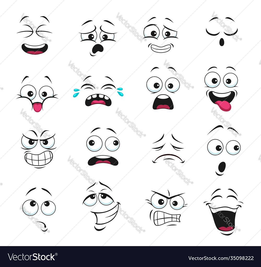 Vetor de Emotion anime icon sad in simple black design do Stock