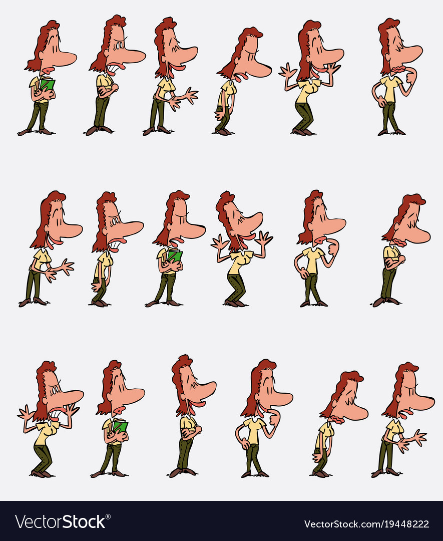 Female office worker character 18 variations