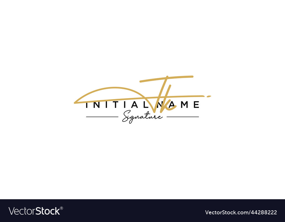 Initial tk signature logo template hand drawn