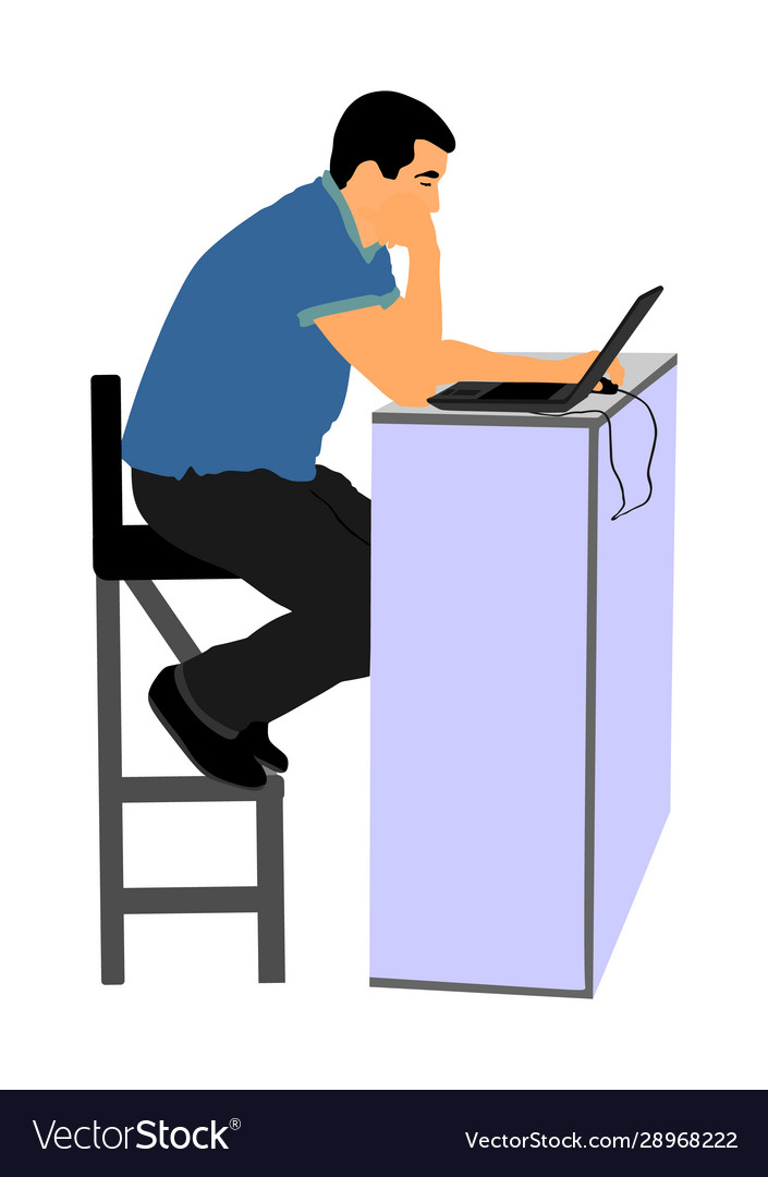 Man sitting and working on computer it worker