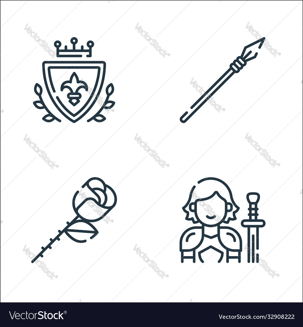 Medieval times line icons linear set quality