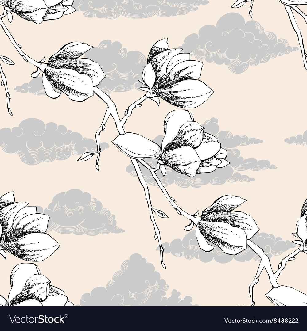Seamless pattern with magnolia