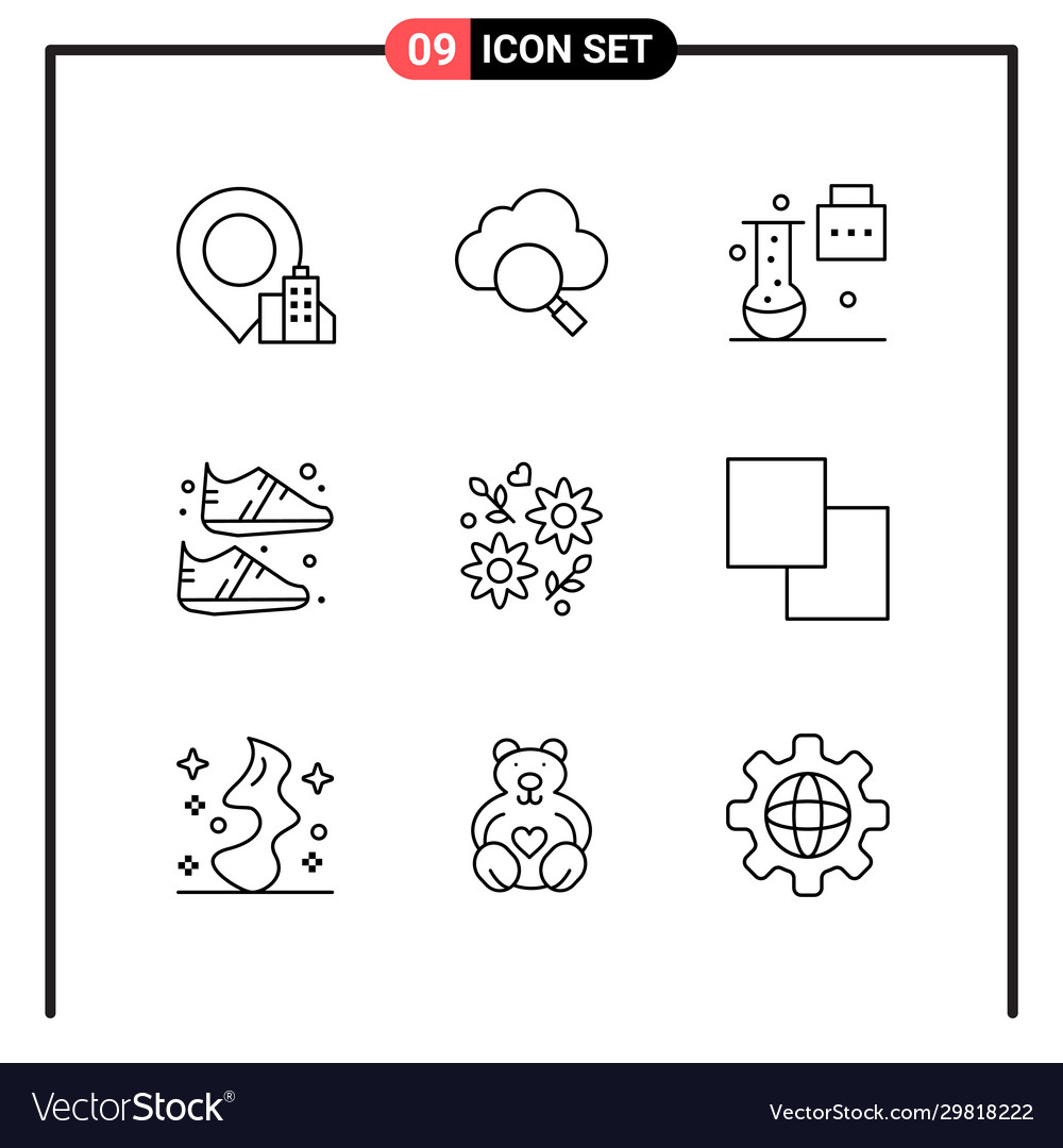 Set 9 line style icons for web and mobile vector image Set 9 line style icons for web and mobile