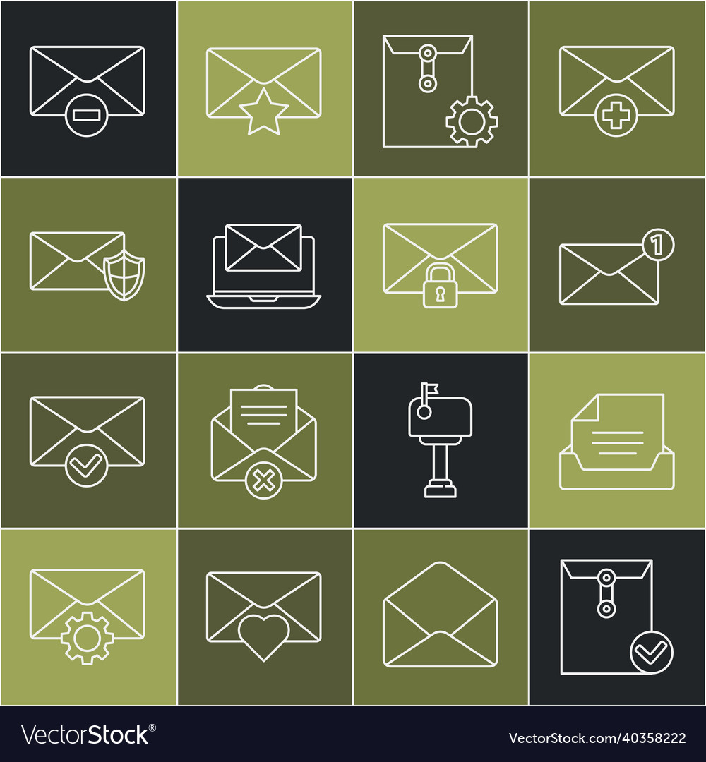 Set line envelope and check mark drawer vector image Set line envelope and check mark drawer