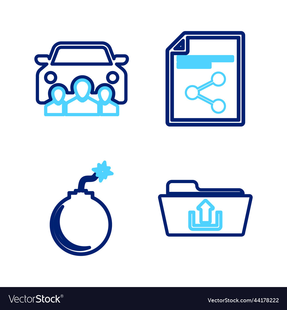 Set Line-Ordner-Upload-Bombe bereit zu explodieren vector image Set Line-Ordner-Upload-Bombe bereit zu explodieren