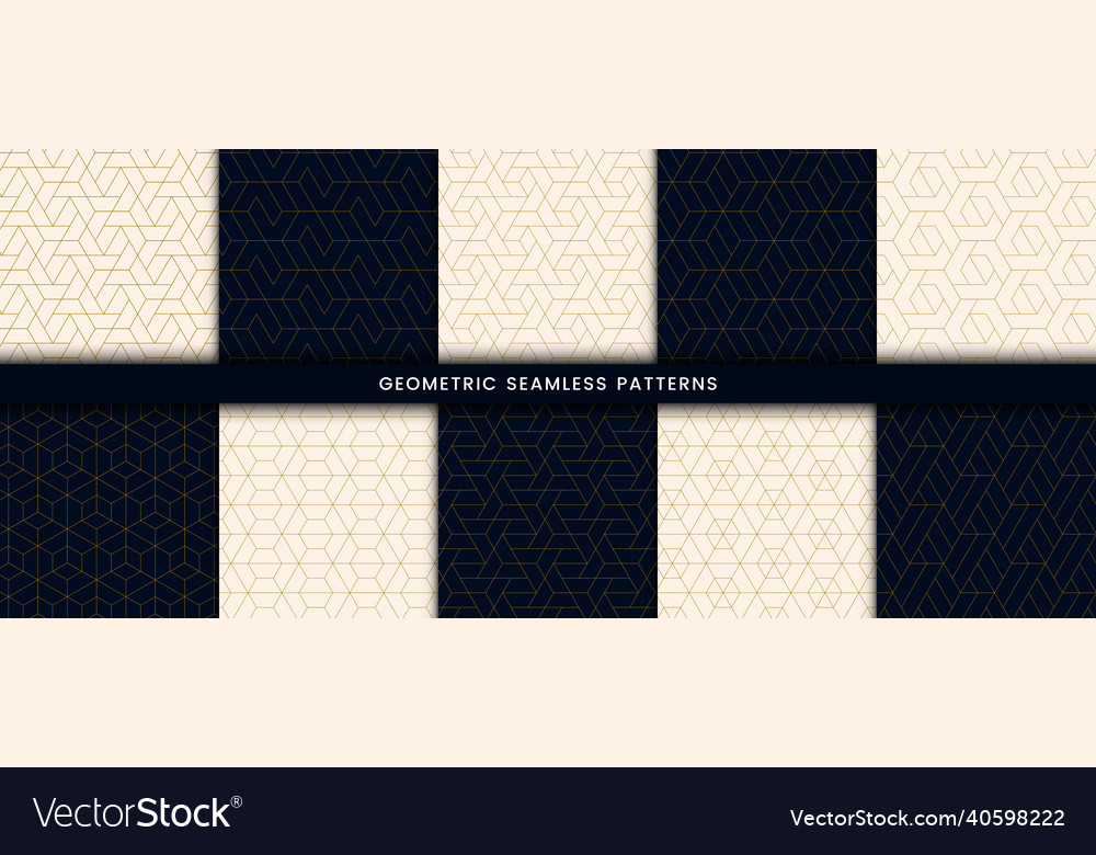 Set of geometric seamless pattern polygonal shape vector image Set of geometric seamless pattern polygonal shape