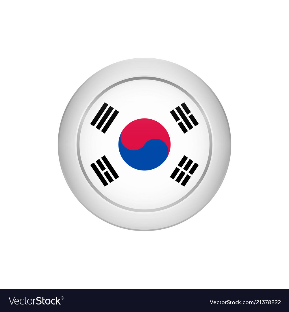 South korean flag on the round button Royalty Free Vector