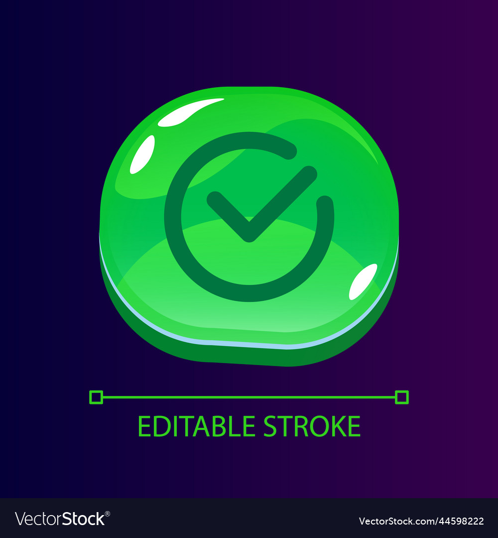 Tick im Kreis glänzend ui Knopf mit linearem Symbol vector image Tick im Kreis glänzend ui Knopf mit linearem Symbol