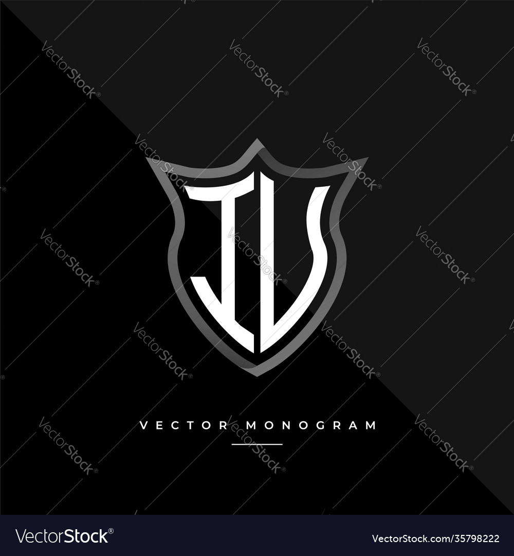 Trendy iv monogram on shield isolated dark