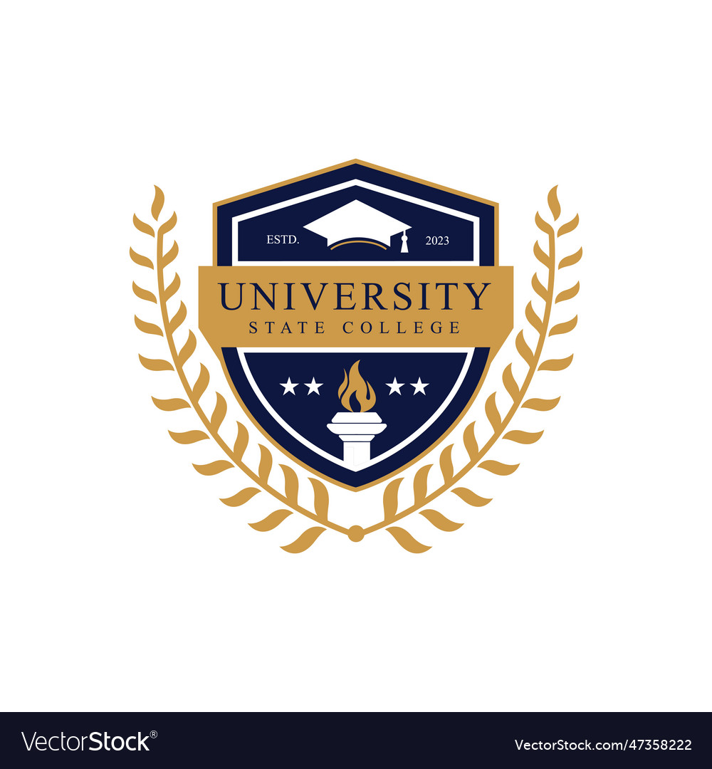 University college school badge logo design image Vector Image