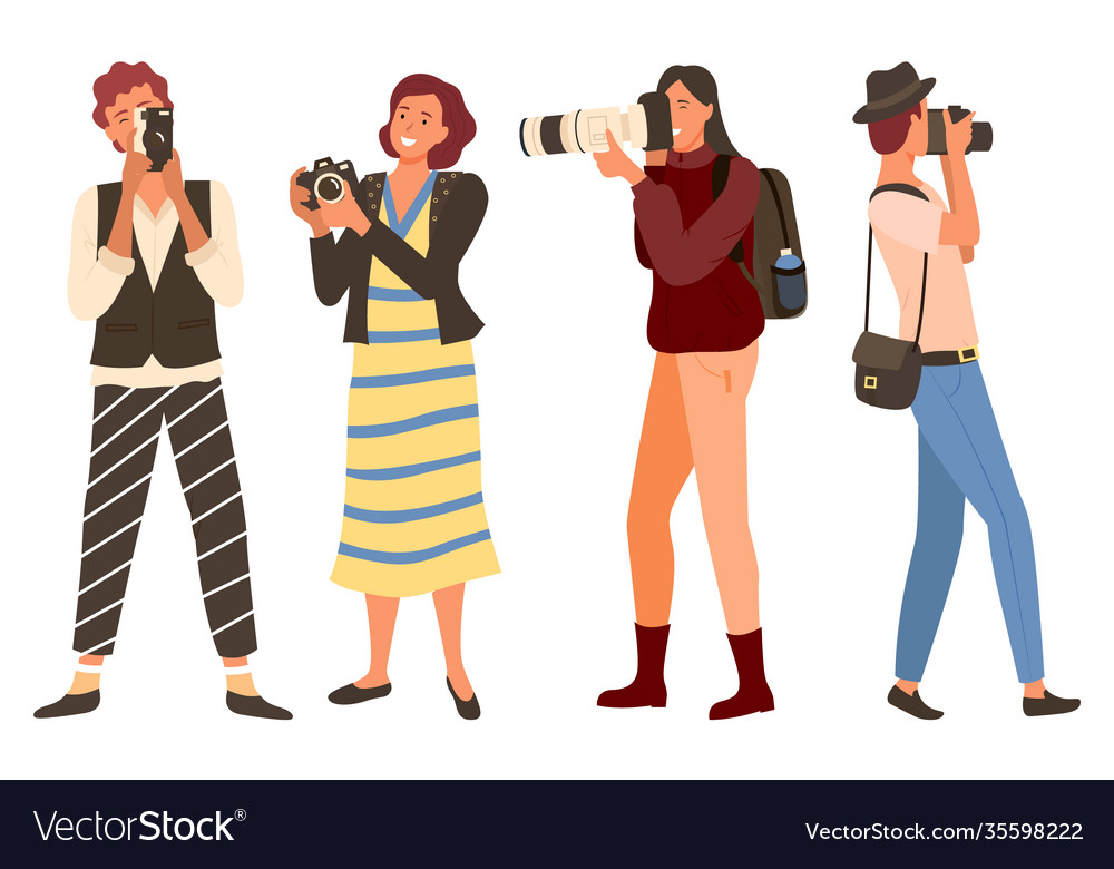 Women Photographing Female And Camera Royalty Free Vector