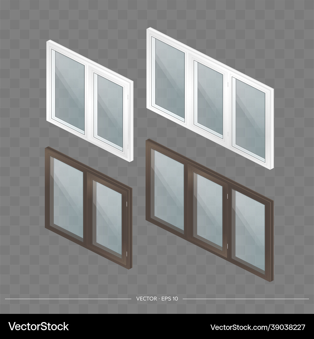 A large set metal-plastic windows Royalty Free Vector Image