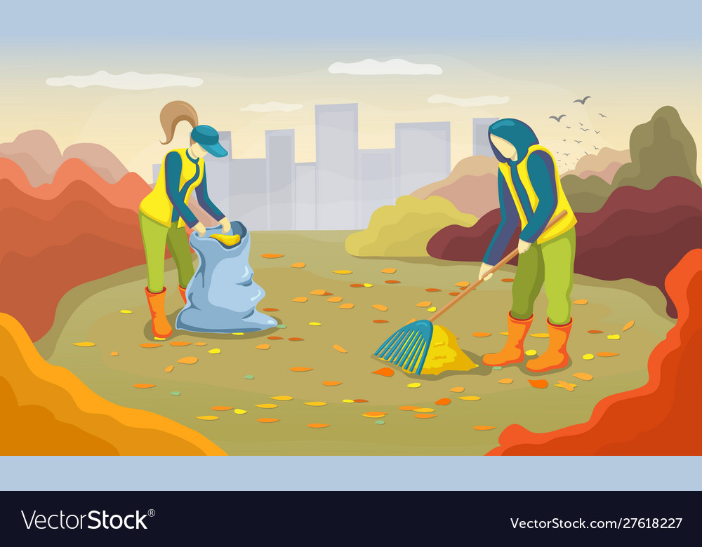 Herbst Blatt Cleanup Freiwillige