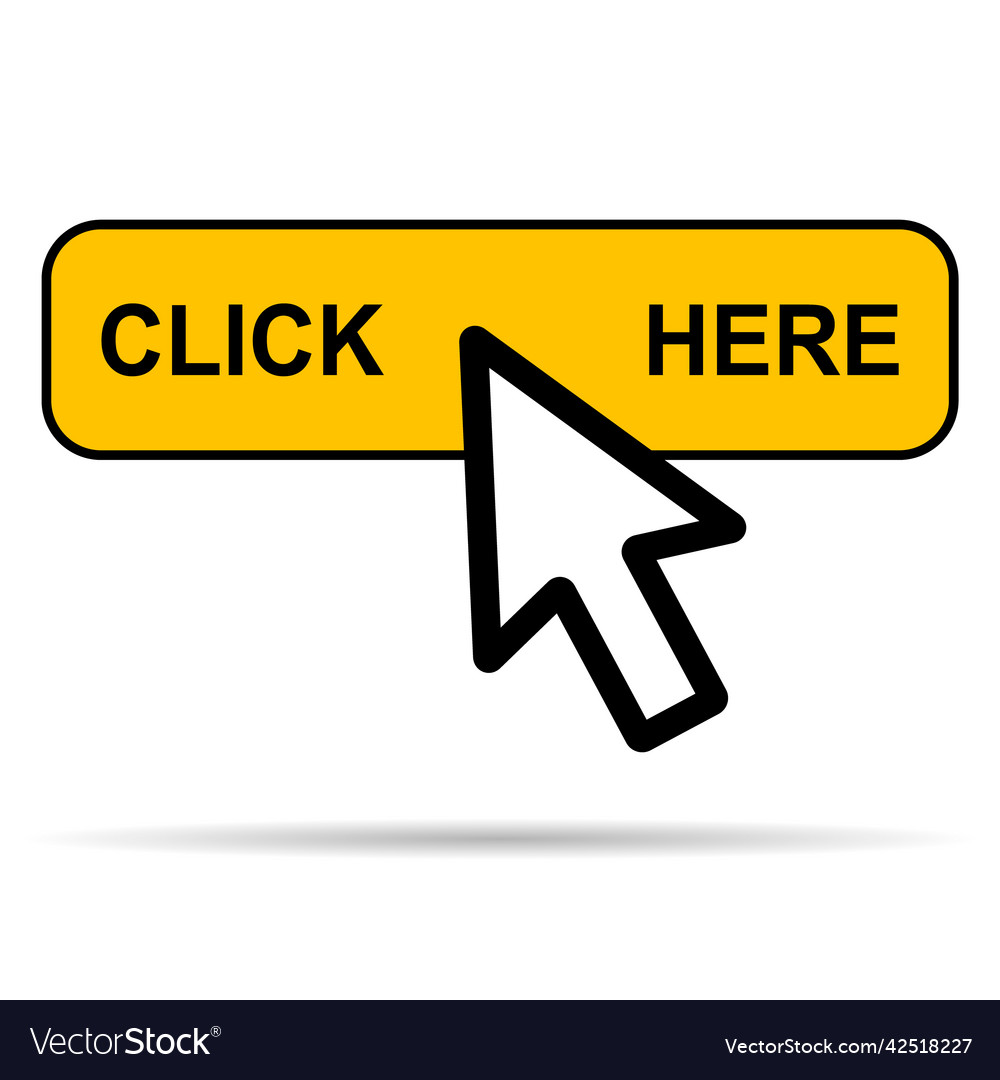Click here web button with shadow internet flat Vector Image Click here web button with shadow internet flat