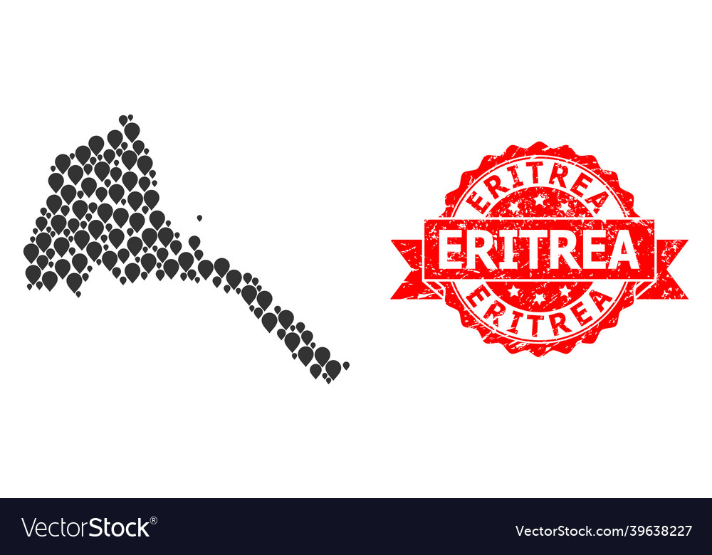 Distress eritrea stamp and marker mosaic map vector image Distress eritrea stamp and marker mosaic map