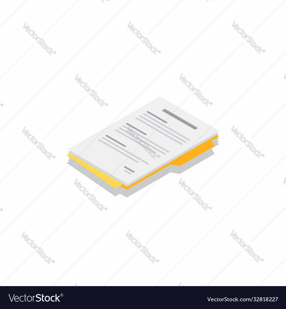 Document isometric left view - shadow icon vector image Document isometric left view - shadow icon