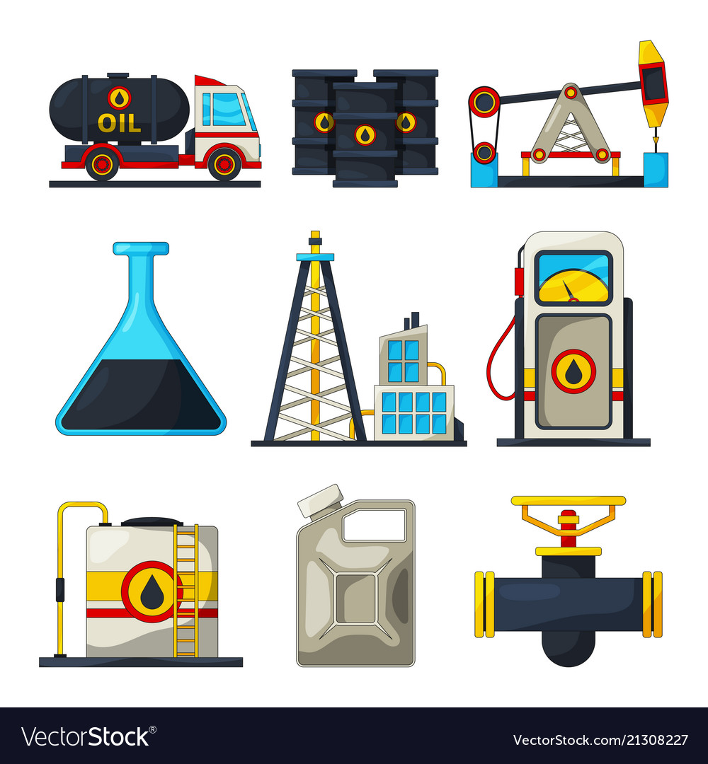 Fuel and gas industry icon set of Royalty Free Vector Image