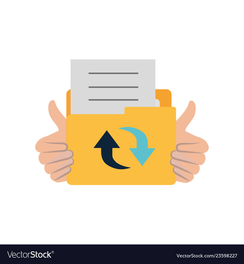 Hands with folder isolated icon Vector Image Hands with folder isolated icon