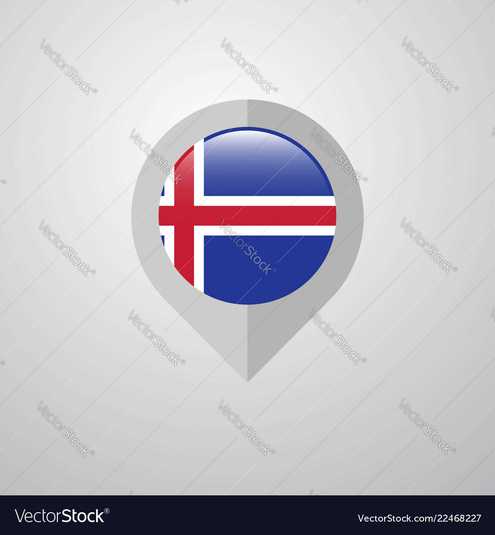 Map navigation pointer with iceland flag design